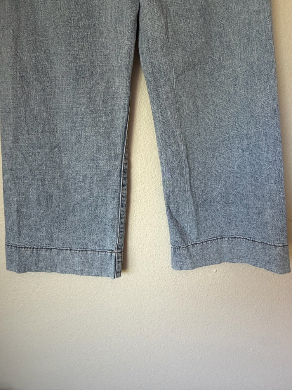 LC Lauren Conrad Light Blue Wide-Leg High-Rise Crop Jeans 6 Patch Pockets Boho - Picture 9 of 9